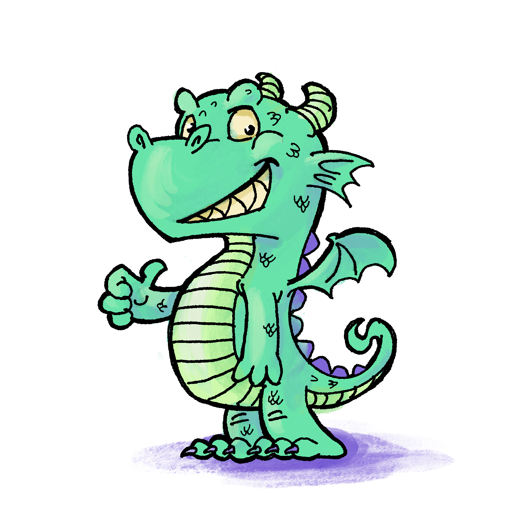 Little dragon character illustration.