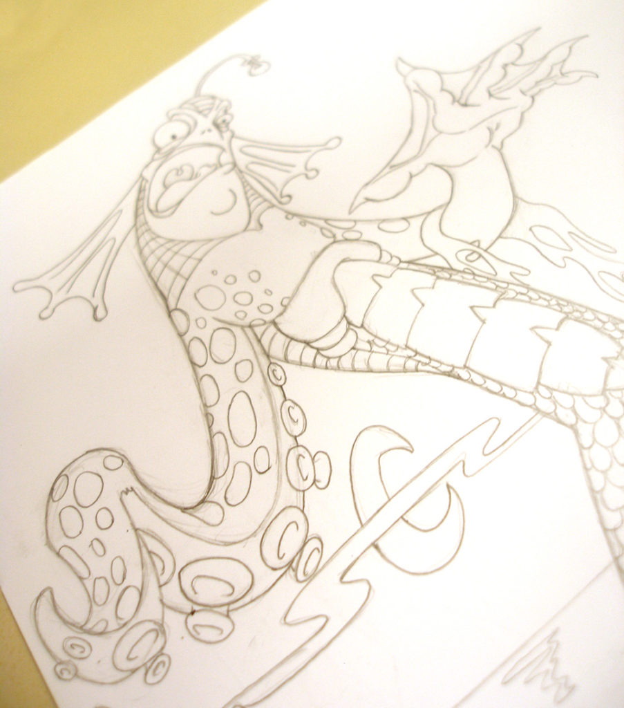 Lagoon creature sketch illustration.